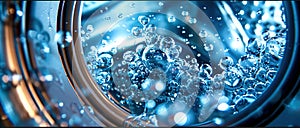 Washing drum with water inside