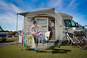 Washing on a dryer at a campsite.