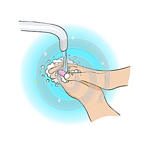 Washing hands. Cleanness. Cartoon vector illustration photo
