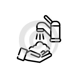 Washing hands with foam line icon. Vector on isolated white background. EPS 10