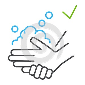 Washing hands with soap color line icon, wash and hygiene, wash your hands sign, vector graphics, a linear pattern on a