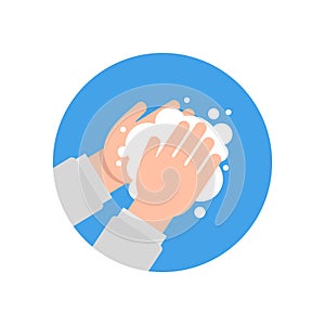 Washing hands with soap vector icon