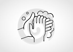 Washing hands with soap. Vector illustration icon.