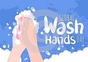 Washing Hands With Soap Water Bubbles For Prevent Corona Covid 19, Daily Care, Disinfection So That Antibacterial And Hygiene.