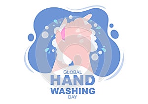 Washing Hands With Soap Water Bubbles For Prevent Corona Covid 19, Daily Care, Disinfection So That Antibacterial And Hygiene.