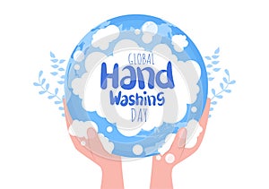 Washing Hands With Soap Water Bubbles For Prevent Corona Covid 19, Daily Care, Disinfection So That Antibacterial And Hygiene.