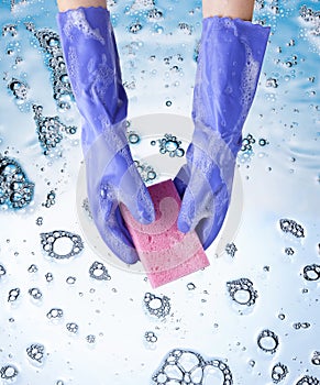 Washing Hands Sponge Water Gloves