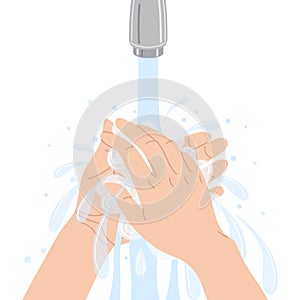 Washing Hands Vector Flat Illustration