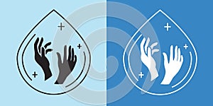 Washing hands with water drop, keep clean, vector