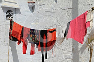 Washing hanging on a line