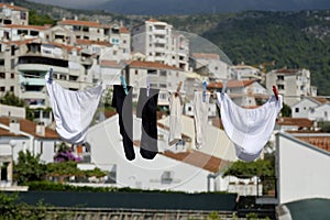 Washing hanging on a line