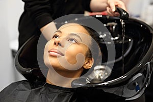 Washing head in a hair salon