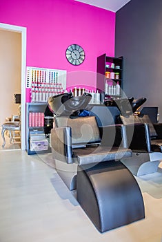 Washing head seat inside of hair and beauty salon