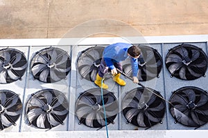 Washing the industrial premises