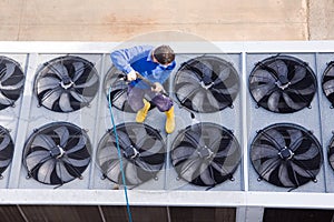 Washing the industrial premises