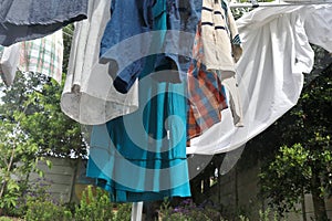 Washing on the line on a sunny day