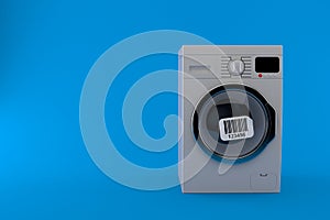 Washing machine with barcode sticker