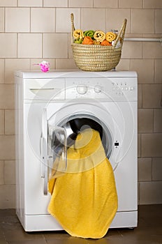 Washing machine in bathroom