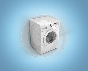 Washing machine on blue gradient wall background 3d illustration