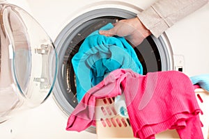 Washing machine with colorful clothes