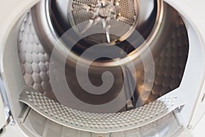 Washing machine drum interior, Internal view of an empty washing machine drum.