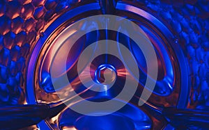 Washing machine drum interior, Internal view of an empty washing machine drum.