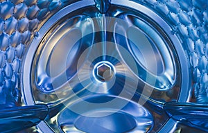 Washing machine drum interior, Internal view of an empty washing machine drum.