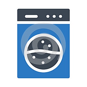 Washing machine glyph color flat vector icon