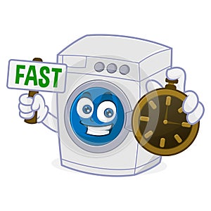 Washing machine holding clock and fast sign