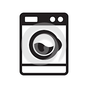 Washing machine home appliance black isolated vector icon.