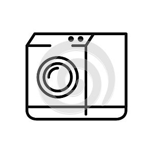 Washing Machine Icon Black And White Illustration