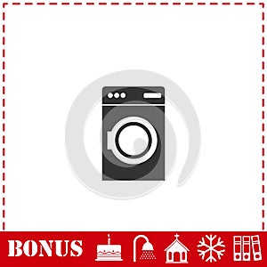 Washing machine icon flat