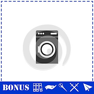 Washing machine icon flat