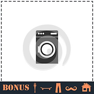 Washing machine icon flat