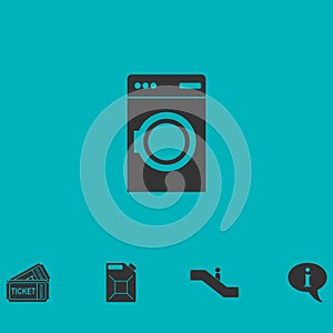 Washing machine icon flat