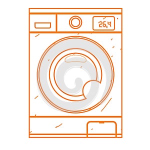 Washing machine icon outline drawing. Equipment for the home and the service sector