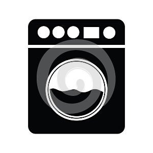 Washing machine in the laundromat