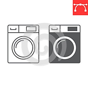 Washing machine line and glyph icon