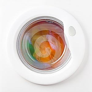 Washing Machine with Multicolored Clothes photo