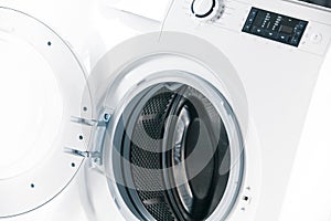 Washing machine with an open door detail