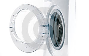 Washing machine with an open door detail