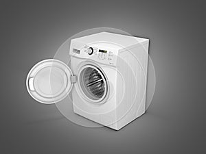 Washing machine with an open door on grey gradient background 3d illustration
