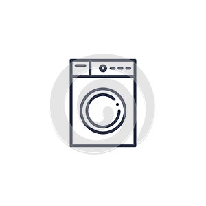Washing machine outline icon. Line art washing machine household design vector icon. photo