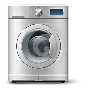 Washing machine. Realistic laundry washer. Front load laundromat