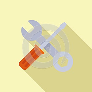 Washing machine repair tools icon flat vector. Fix service