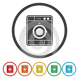Washing machine ring icon, color set