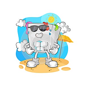 Washing machine sunbathing in summer. character vector