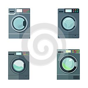Front loading washing machine vector modern home appliance flat style