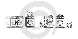 Washing machine vibration icon vector illustration. washing machine line icons