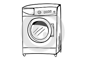 Washing machine icon vector with doodle style